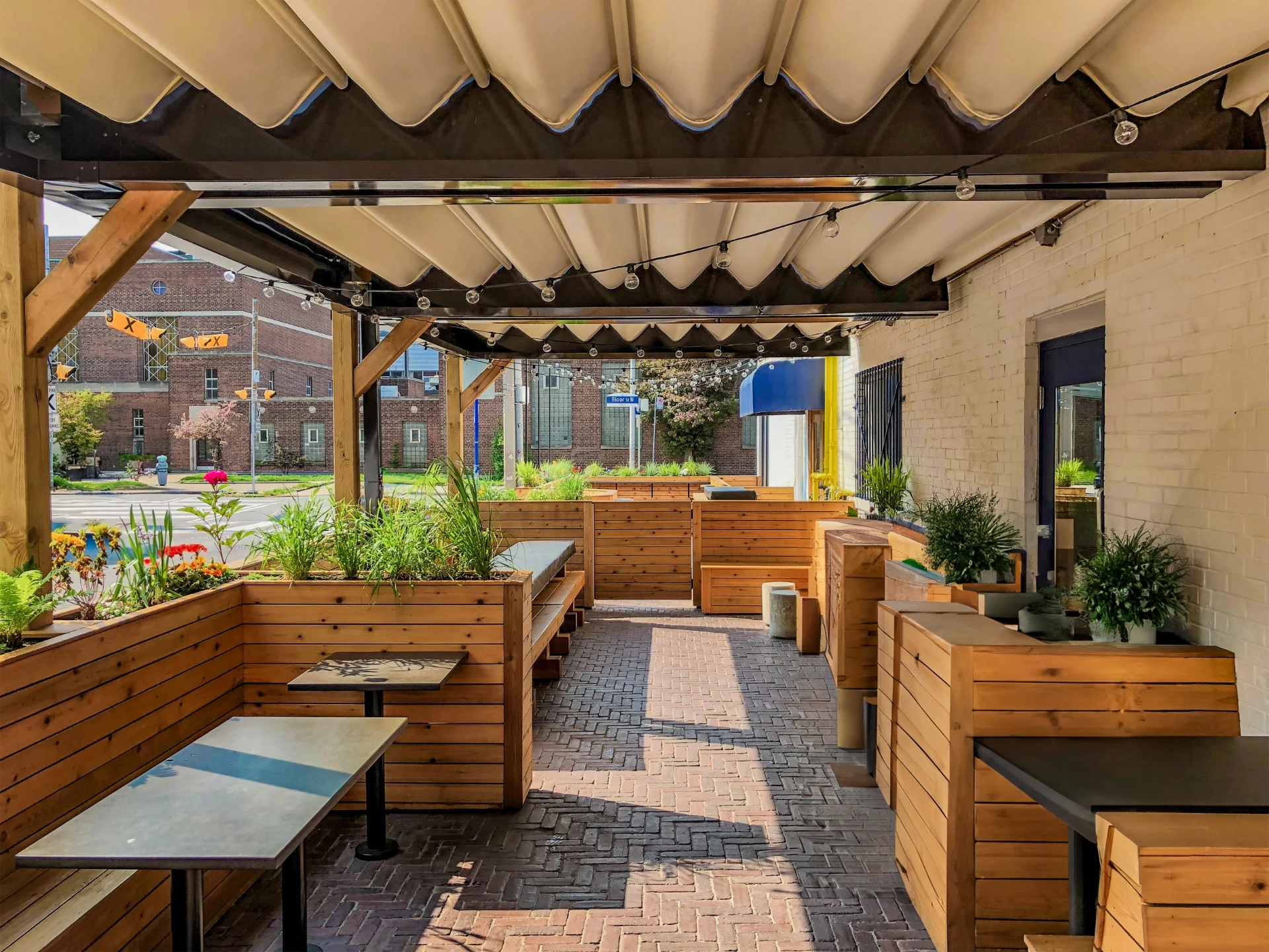 Patio with impacts at burdocks brewery